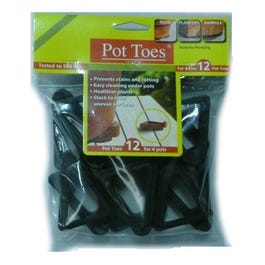 Decksaver Garden Pot Toes, Black, 3-In., 12-Pk.