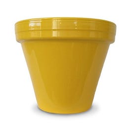 Flower Pot, Yellow Ceramic, 6.5 x 5.5-In.