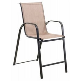 Marbella Chair, Black Steel Frame, Tan Sling Fabric, Counter Height