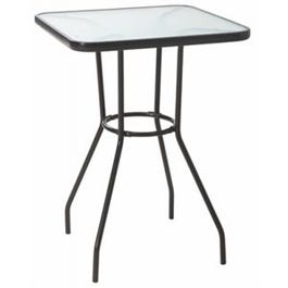 Marbella Table, Black Steel Frame, Glass Top, Counter Height, 27-In. Sq.