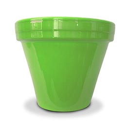 Flower Pot, Bright Green Ceramic, 6.5 x 5.5-In.