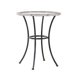 Marbella Wicker Bistro Patio Table, Gray/Black, 24-In.