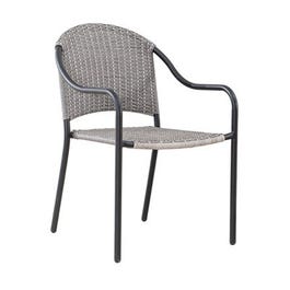 Marbella Stacking Chair, Black Steel, Gray Wicker