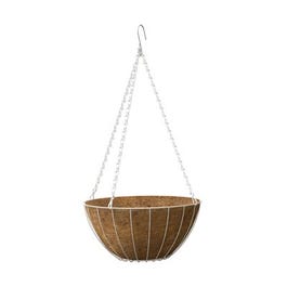 Growers Hanging Basket With Coco Liner, White Steel, 14-In.