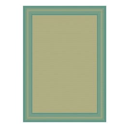 Indoor/Outdoor Area Rug, Aqua and Tan Border, 8 x 10-Ft.