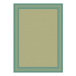 Indoor/Outdoor Area Rug, Aqua and Tan Border, 5 x 7-Ft.