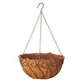 Hanging Plant Basket, Rust-Colored Steel, 14-In. Round