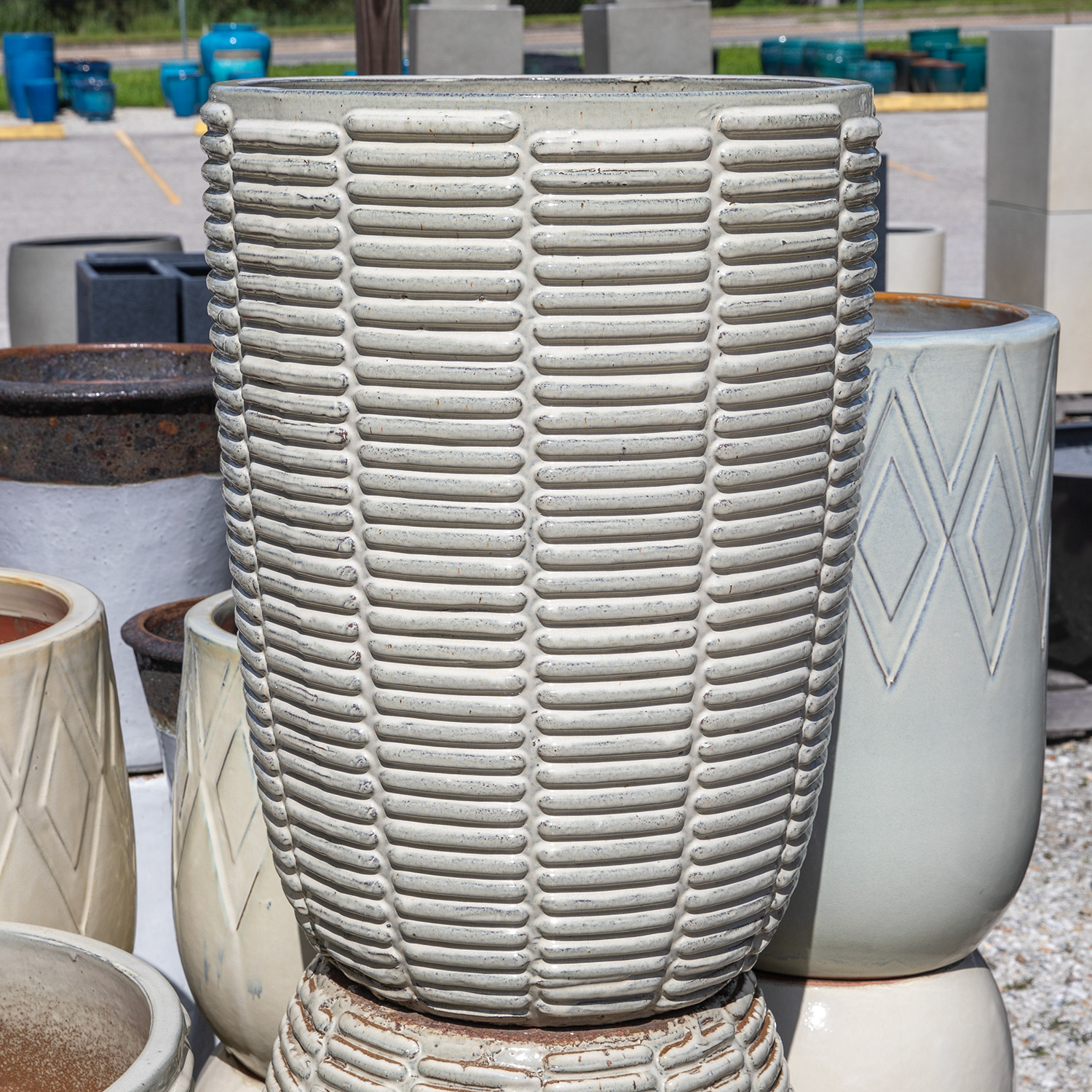 glazed pottery at your far and garden