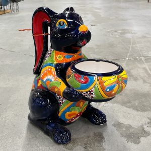 talavera bunny holding pot at your farm and garden