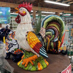 large talavera rooster at your farm and garden